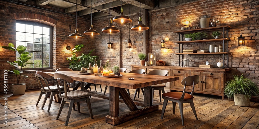 Rustic Charm Industrial Chic Reclaimed Wood Exposed Brick Moody Lighting Vintage Decor Farmhouse Style Affordable Dining Table Earthy Tones Warm Ambience Rustic Charm Industrial Chic Reclaimed Wood Exposed Brick Moody Lighting Vintage Decor Farmhouse Style Affordable Dining Table Earthy Tones Warm Ambience