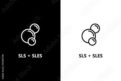 SLS sign or symbol. SLS free (Sodium lauryl sulfate) label sign, package stamp. Organic food and cosmetics products. Vector icon