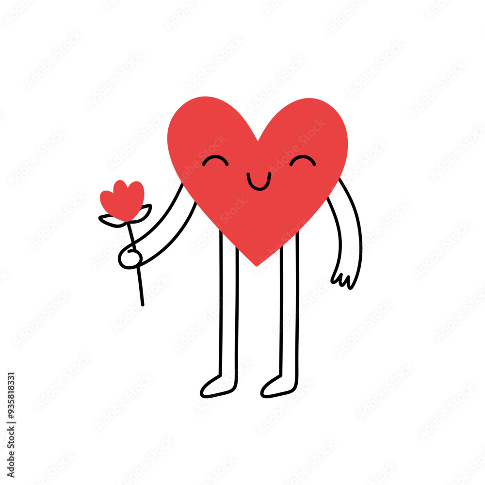 Cute heart-shaped character isolated on white background. Vector hand-drawn illustration in doodle style. Perfect for Valentine's Day designs, cards, logo, decorations. Cute heart-shaped character isolated on white background. Vector hand-drawn illustration in doodle style. Perfect for Valentine's Day designs, cards, logo, decorations.