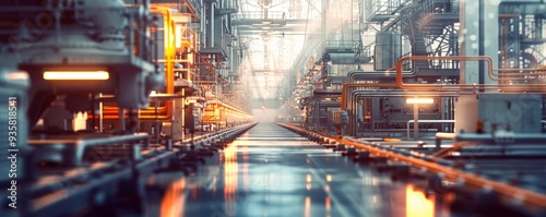 A large industrial building with many pipes and machinery