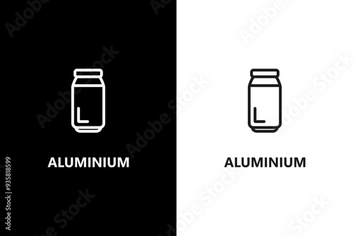 Aluminium sign or symbol. Aluminium package stamp or label. Organic food and cosmetics products. Vector icon