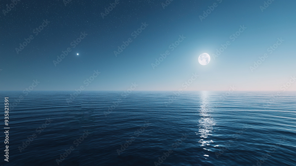 bright moon over the sea surface at night bright moon over the sea surface at night