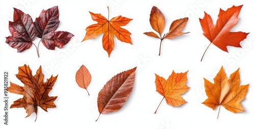 Set of autumn leaves isolated on a white background