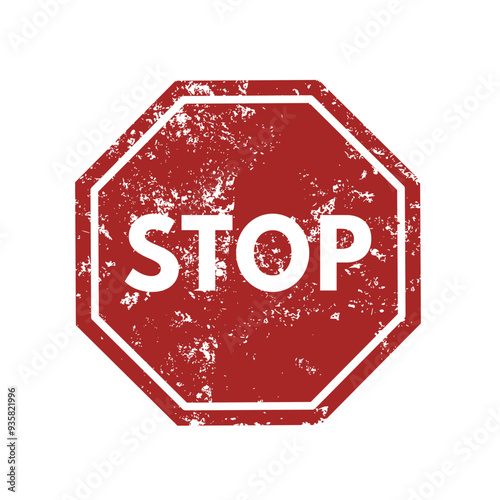 Stop sign with grunge effect - vector illustration