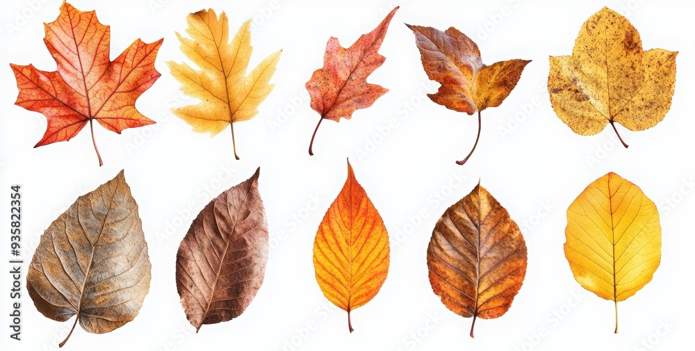 Obraz premium Set of autumn leaves isolated on a white background