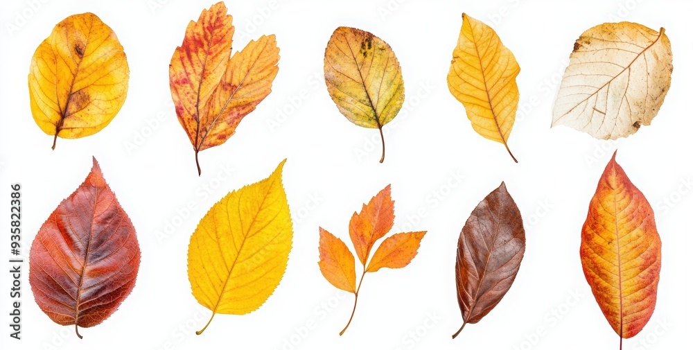 Set of autumn leaves isolated on a white background Set of autumn leaves isolated on a white background