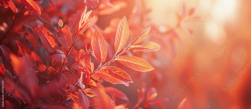 Red autumn leaves with a very shallow focus on a sunny fall day Autumn leaves in shallow focus Orange leaves on a tree during autumn. Copy space image. Place for adding text and design Red autumn leaves with a very shallow focus on a sunny fall day Autumn leaves in shallow focus Orange leaves on a tree during autumn. Copy space image. Place for adding text and design