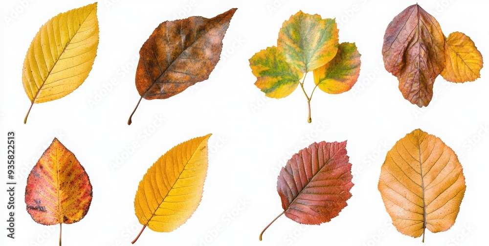 Fototapeta premium Set of autumn leaves isolated on a white background
