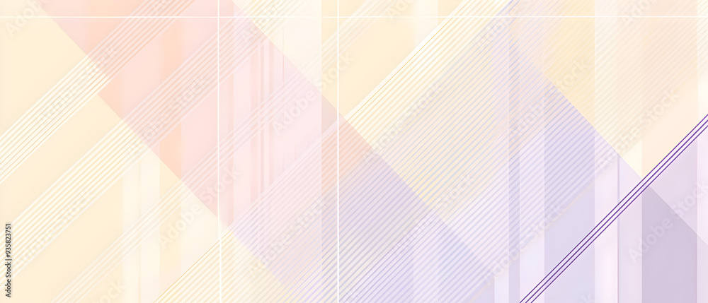 Obraz premium A flat vector illustration of a background with simple stripes and grid patterns, featuring two pastel colors such as light lavender and pale yellow. The stripes run parallel