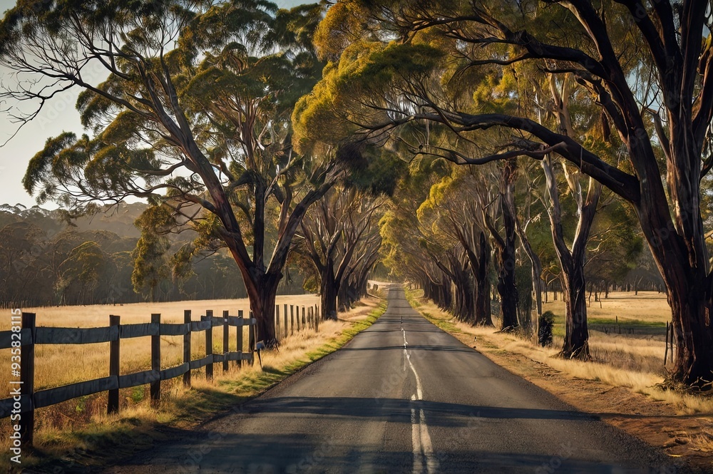 Obraz premium Landscape with long Eucalyptus tree Avenue 