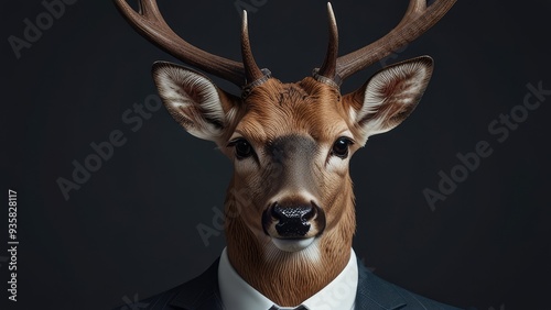 Obraz na płótnie Clever deer in glasses and a suit embodies witty elegance, according to AI Generative w salonie