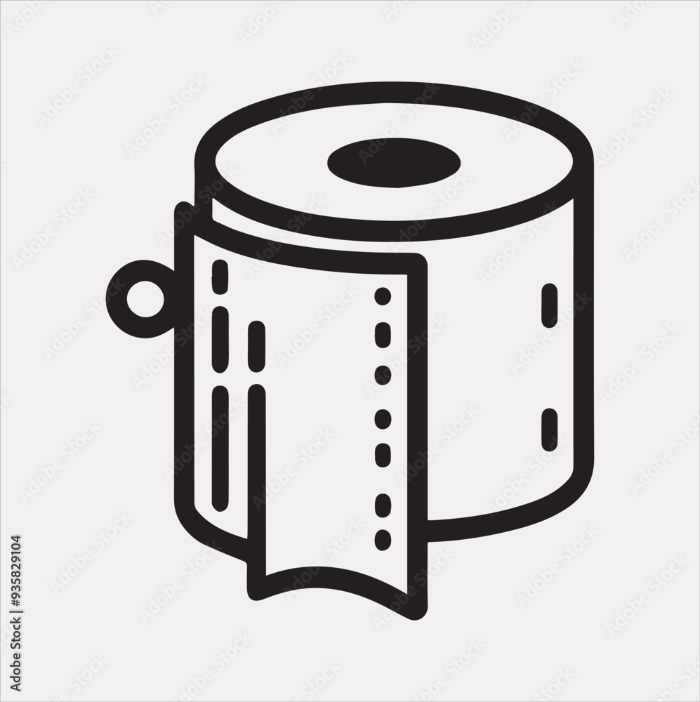 toilet paper line icon Vector silhouette illustration icon on a white background toilet paper line icon Vector silhouette illustration icon on a white background