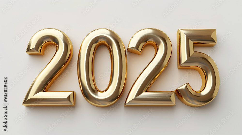 Festive Gold 3D Text 2025 on White Background for Happy New Year’s Card Festive Gold 3D Text 2025 on White Background for Happy New Year’s Card