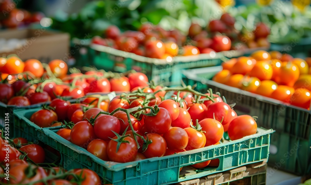 Delicious red tomatoes in Summer tray market agriculture farm full of organic. Fresh tomatoes, It can be used as background. Delicious red tomatoes in Summer tray market agriculture farm full of organic. Fresh tomatoes, It can be used as background.