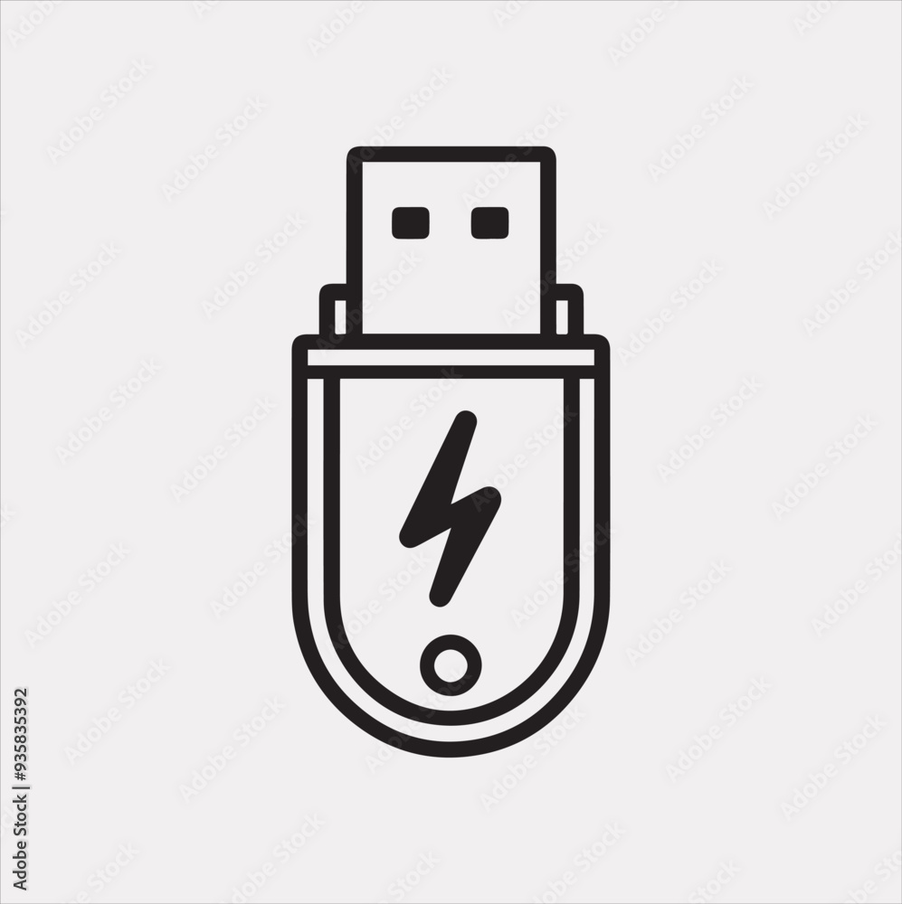 USB Flash Vector silhouette illustration icon on a white background USB Flash Vector silhouette illustration icon on a white background