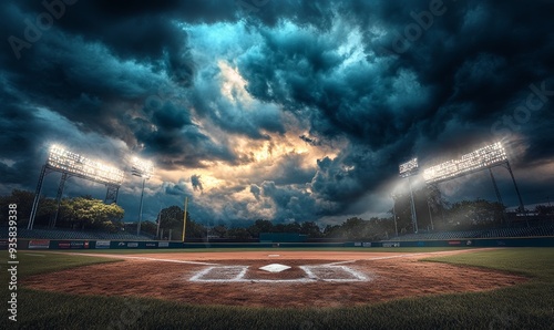 Baseball Stadium Storm Backdrop for Epic Sports Photography