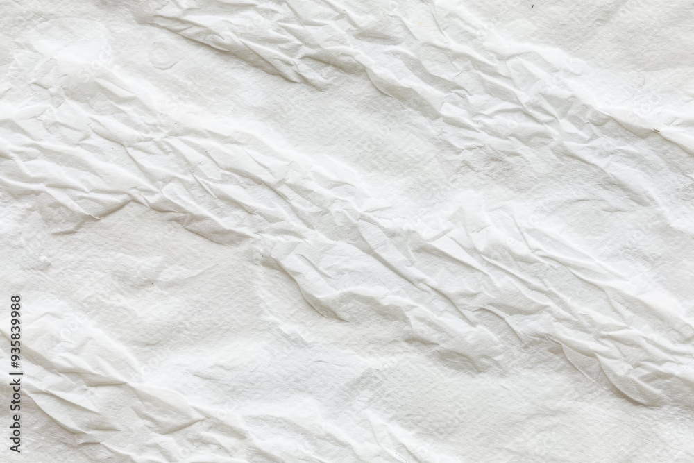 White crumpled paper texture background. Seamless pattern. AI generated images.