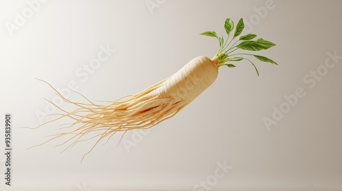 Detailed image of Ginseng Panax ginseng isolated on white photo