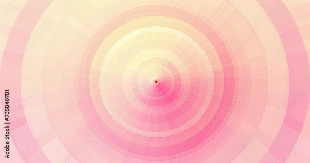 A soft, abstract design featuring concentric circles in pastel pink and yellow hues, creating a calming visual effect.