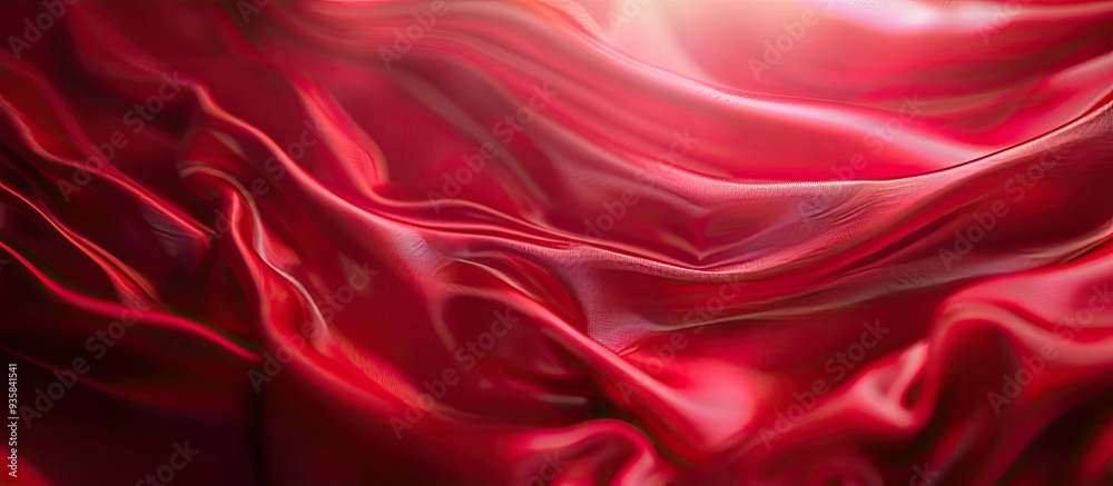 Obraz premium Red satin fabric background blurred or out of focus. Copy space image. Place for adding text and design