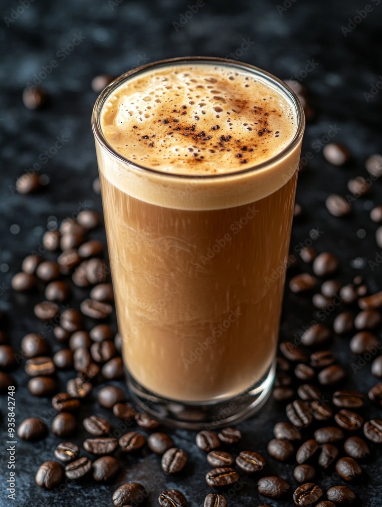 Americano Coffee in a Sleek Glass Mug Detailed and Hyperrealistic