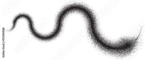 Curved Dry Brush Stroke . Chinese calligraphy . Asian style . Snake logo. Chinese new year 2025 zodiac snake symbol .design elements . Looped brush line . Vector