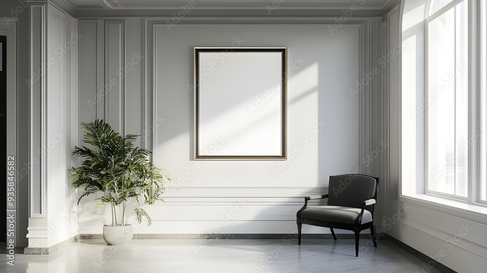 Fototapeta premium classic home space, luxury interior, frame mockup, 3d render 