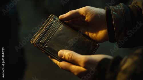 Intimacy and nostalgia meet in wrinkled hands revealing an empty wallet