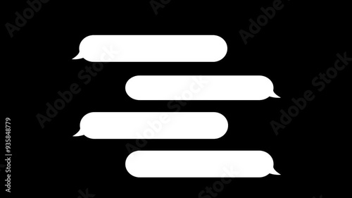 White Chat Message Animation on Black Background