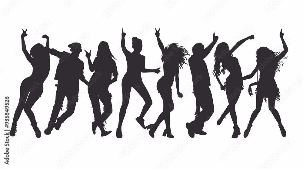 Silhouettes of people dancing on white background Silhouettes of people dancing on white background