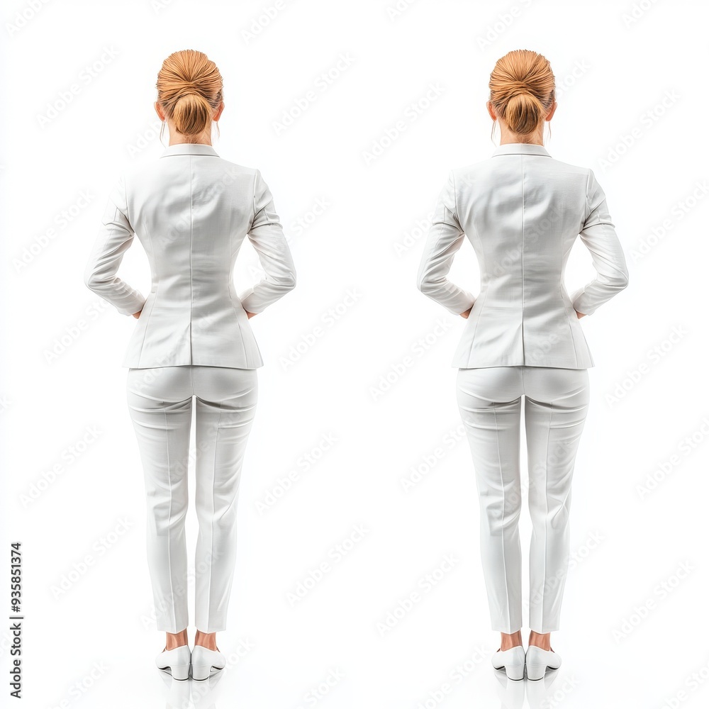 A back view of a business woman discussing in an office environment A back view of a business woman discussing in an office environment