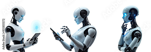 set of ai robot isolated on transparent background