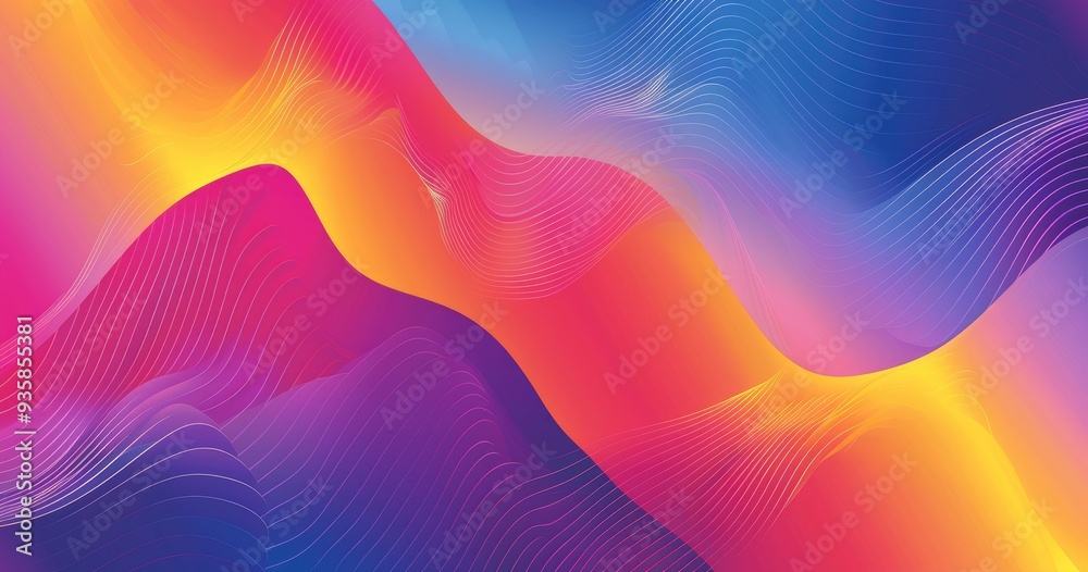 A vibrant abstract design featuring flowing waves of color in shades of pink, orange, and blue, ideal for digital backgrounds.