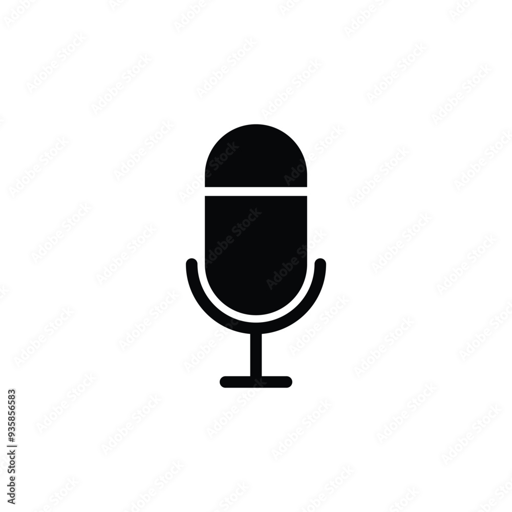 Microphone black and white flat vector icon design. Microphone symbol design and pictogram Microphone black and white flat vector icon design. Microphone symbol design and pictogram