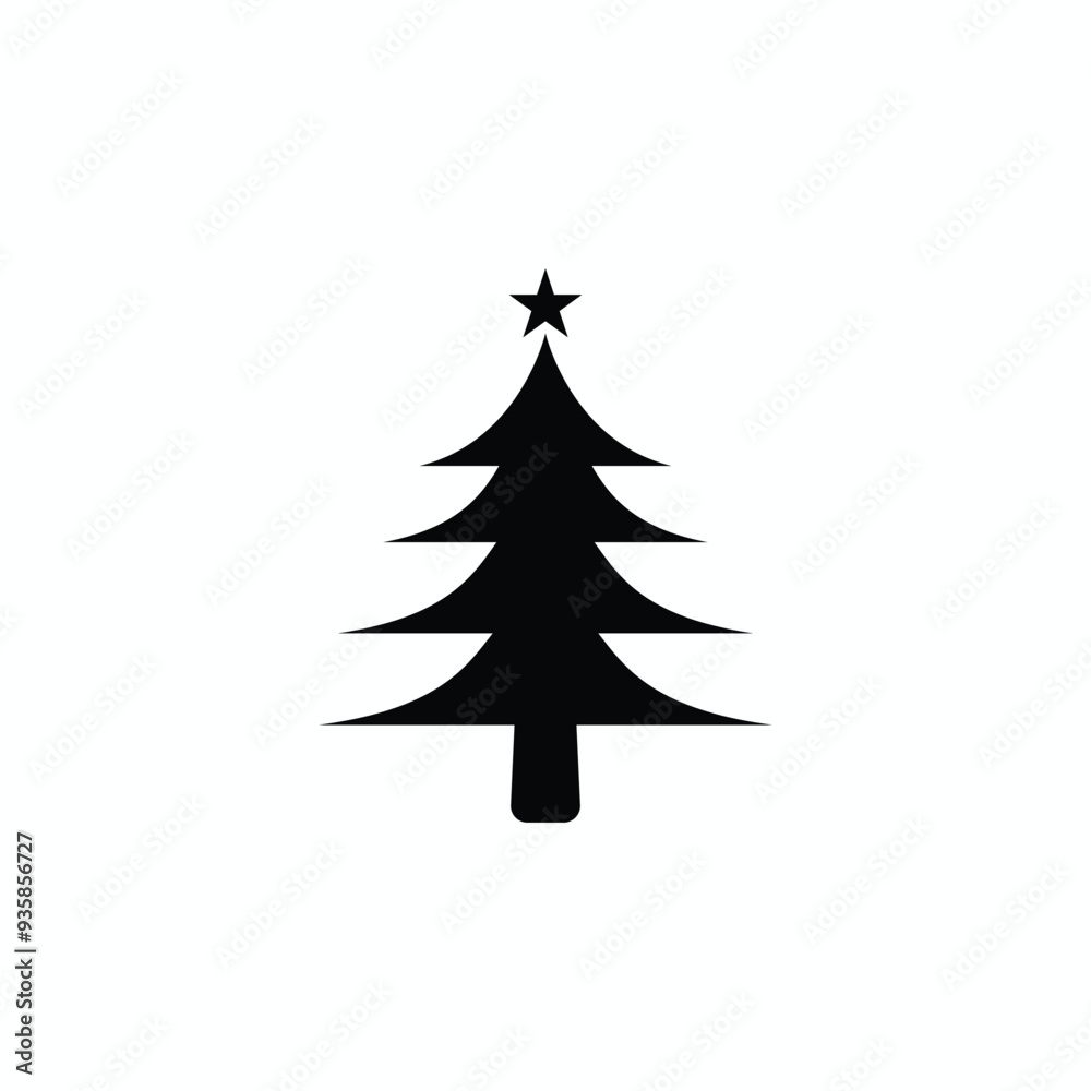 Obraz premium Pine tree black and white flat vector icon design. Pine tree symbol and clip art