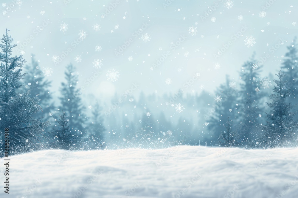 Fototapeta premium Snowy Winter Forest Scene