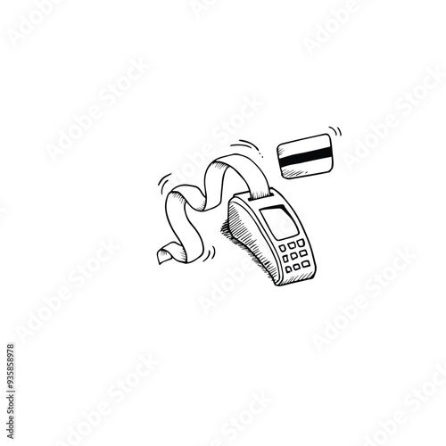 bill payment with credit card and financial for online shopping hand drawn sketch vector