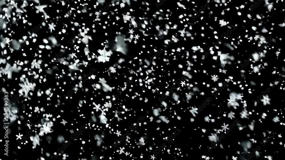 Delicate Snowfall on a Black Canvas: Tiny Snowflakes Drifting Through a Winter Night Delicate Snowfall on a Black Canvas: Tiny Snowflakes Drifting Through a Winter Night