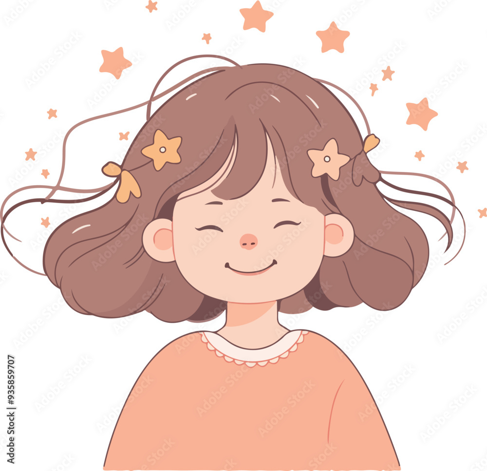Smiling Girl with Flowing Hair Smiling Girl with Flowing Hair