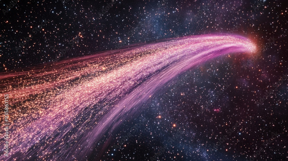 A luminous comet with a vivid purple trail streaks across a star-filled sky, symbolizing the swift beauty and fleeting nature of celestial phenomena. A luminous comet with a vivid purple trail streaks across a star-filled sky, symbolizing the swift beauty and fleeting nature of celestial phenomena.
