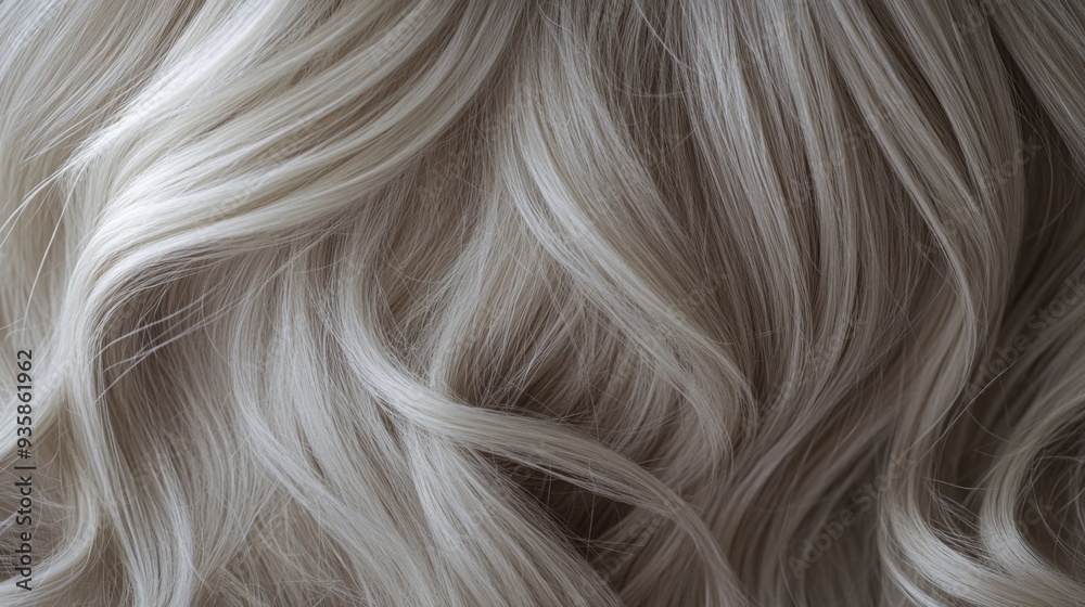 Soft silver blonde hair with gentle waves displays a lustrous texture, inviting a sense of elegance and style. Soft silver blonde hair with gentle waves displays a lustrous texture, inviting a sense of elegance and style.