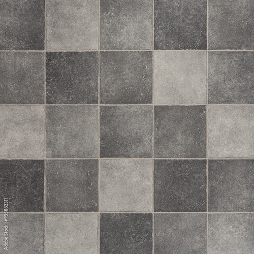 Dark Grey and Light Grey Checkerboard Tile Texture – Stone Flooring with Square Pattern