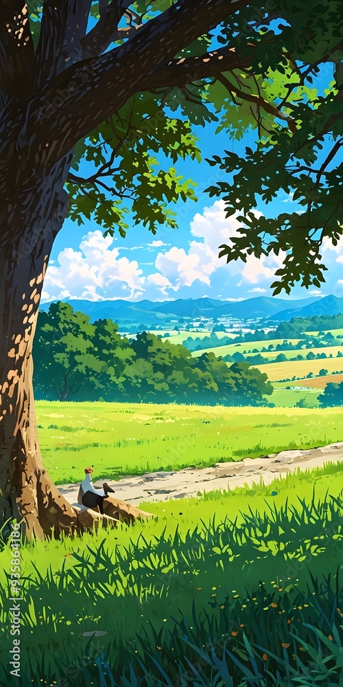 landscape with trees and sky with lonely landscape with trees and sky with lonely