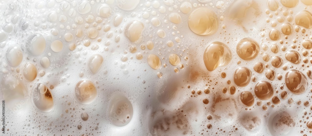 Foam texture in extreme close up as a background Macro shot of beer or cappuccino foam with bubbles Copyspace for text Foam texture in extreme close up as a background Macro shot of beer or cappuccino foam with bubbles Copyspace for text