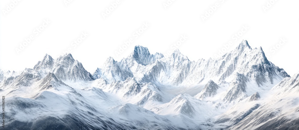 Obraz premium Snowy Mountain Range Against a White Sky