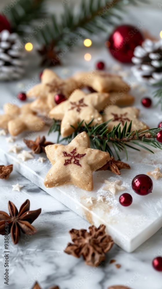 Festive gingerbread cookies decorated with icing and surrounded by Christmas ornaments on a wooden background. Perfect for holiday baking and Christmas designs Festive gingerbread cookies decorated with icing and surrounded by Christmas ornaments on a wooden background. Perfect for holiday baking and Christmas designs