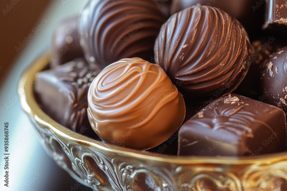 Assorted chocolate candies in a bowl Assorted chocolate candies in a bowl