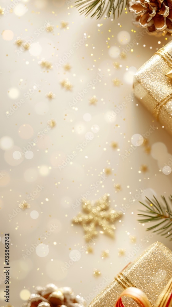wrapped Christmas gifts with golden ribbons on a shimmering gold background. Ideal for holiday promotions or gift advertisements. wrapped Christmas gifts with golden ribbons on a shimmering gold background. Ideal for holiday promotions or gift advertisements.