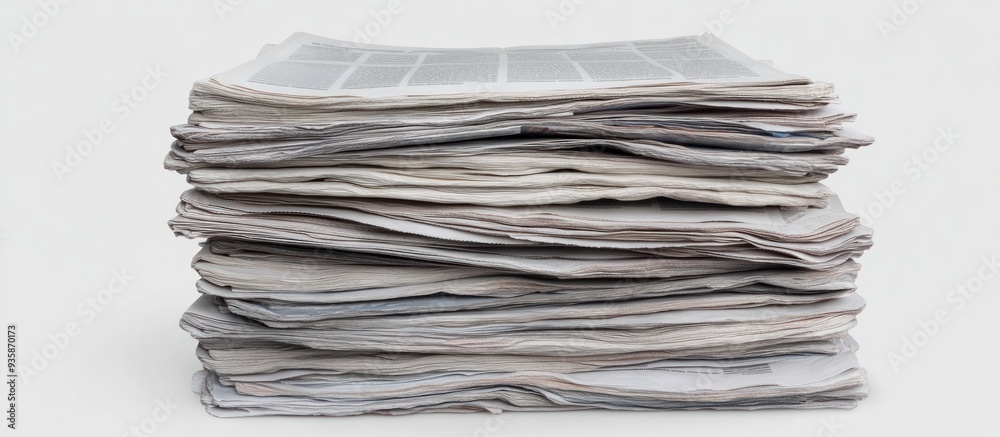 A Stack of Newspapers on a White Background A Stack of Newspapers on a White Background