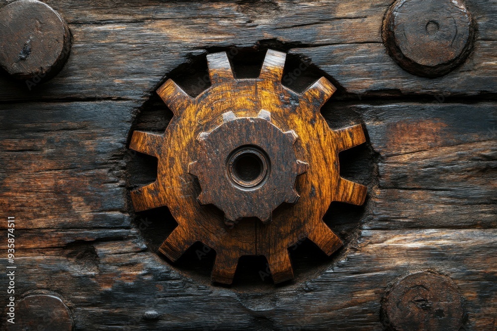 3D wooden gear on a white background. 3D wooden gear on a white background.